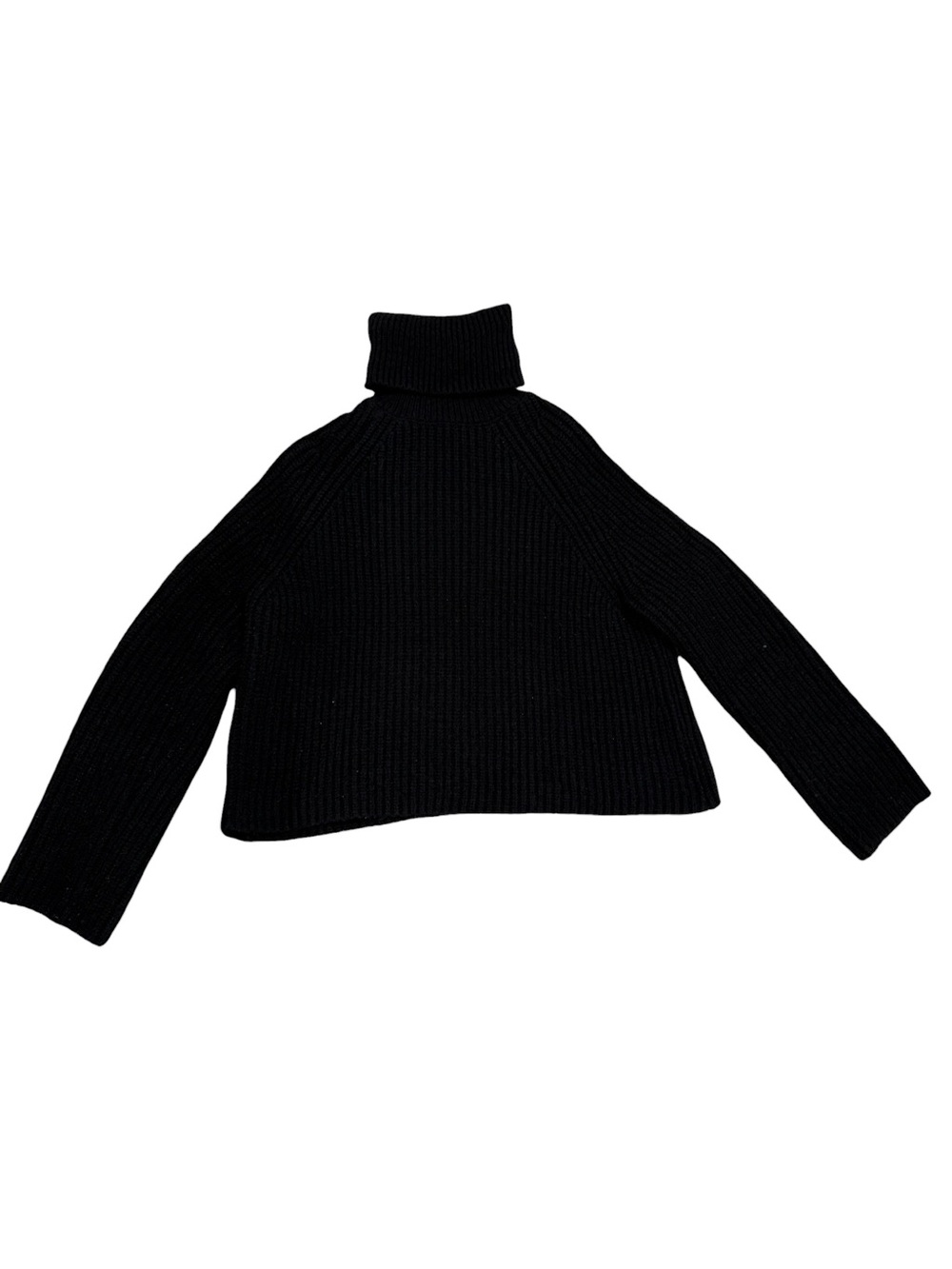 Priceless Black Ribbed Oversized Turtleneck Sweater